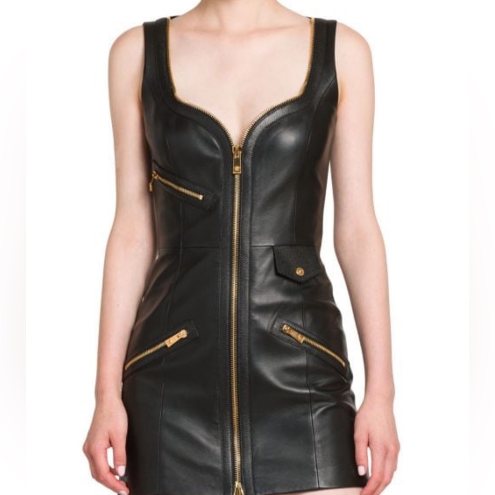 Versace leather mini dress